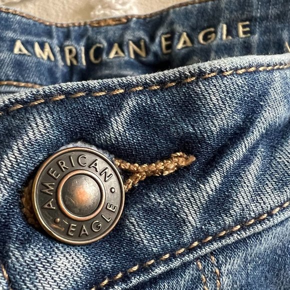 AMERICAN EAGLE Super Hi Rise Flare Bohemian Blue Jeans Retro-Inspired Size 20 - Picture 8 of 15